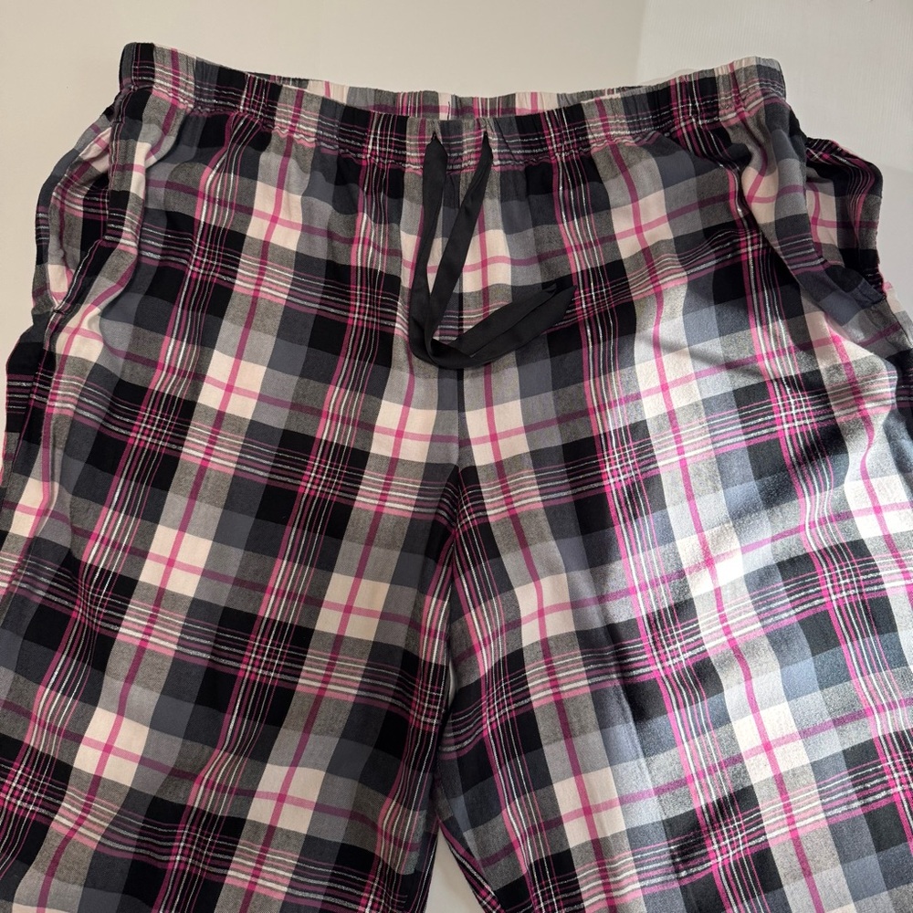 Victoria's Secret Plaid Lightweight Flannel Pajama Pants Black Pink White XXL - Picture 15 of 15